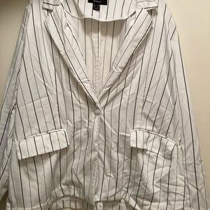 Forever 21+ white pinstripe blazer